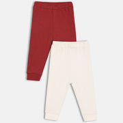 Unisex Cotton Pack Of 2 Solid Knit Bottoms -Off- White & Maroon