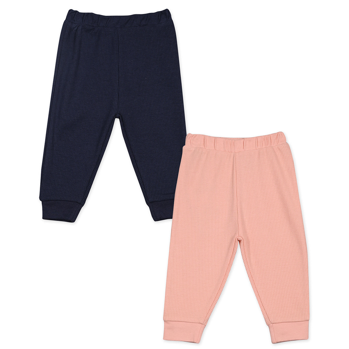 Unisex Cotton Pack Of 2 Solid Knit Bottoms - Pink & Navy Blue