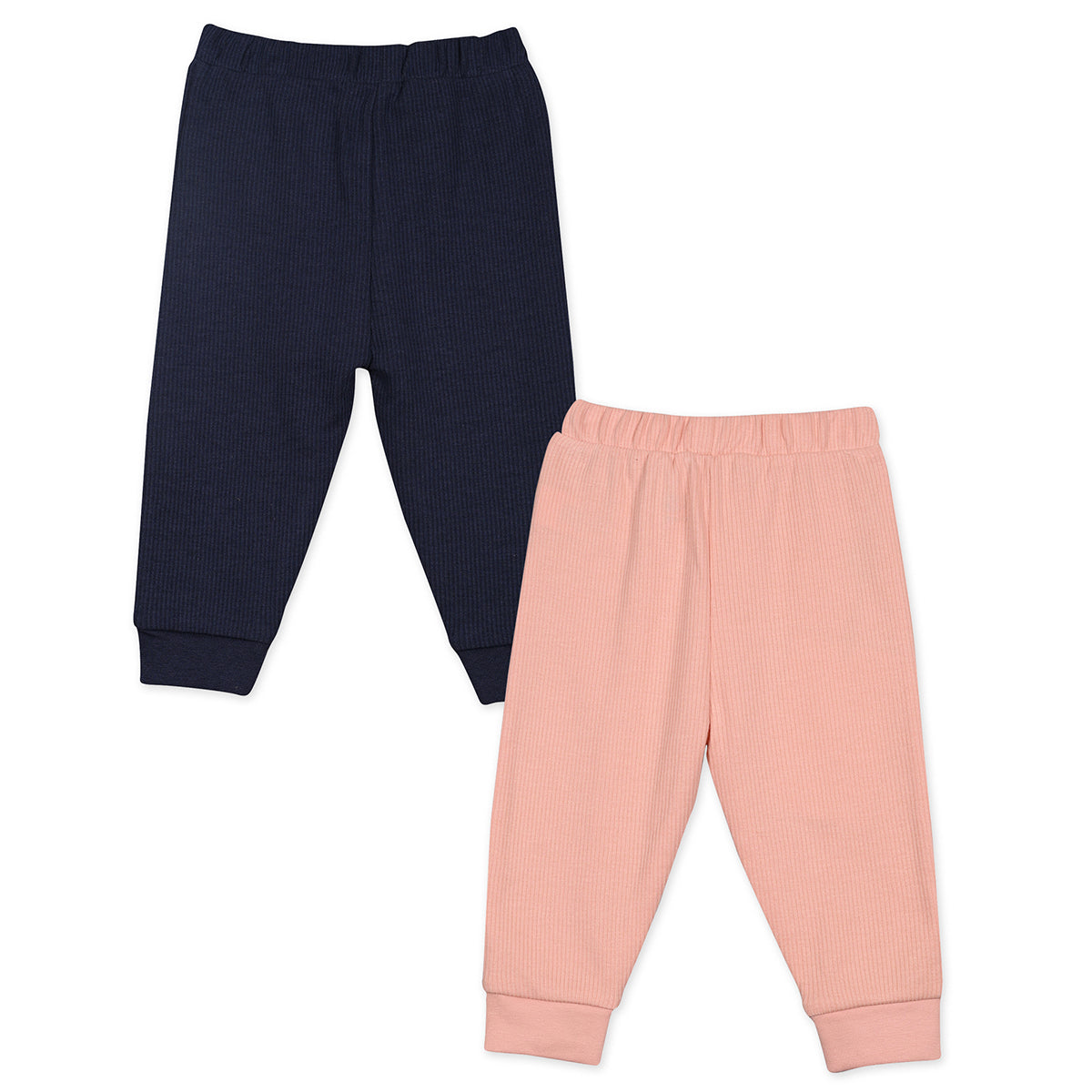 Unisex Cotton Pack Of 2 Solid Knit Bottoms - Pink & Navy Blue