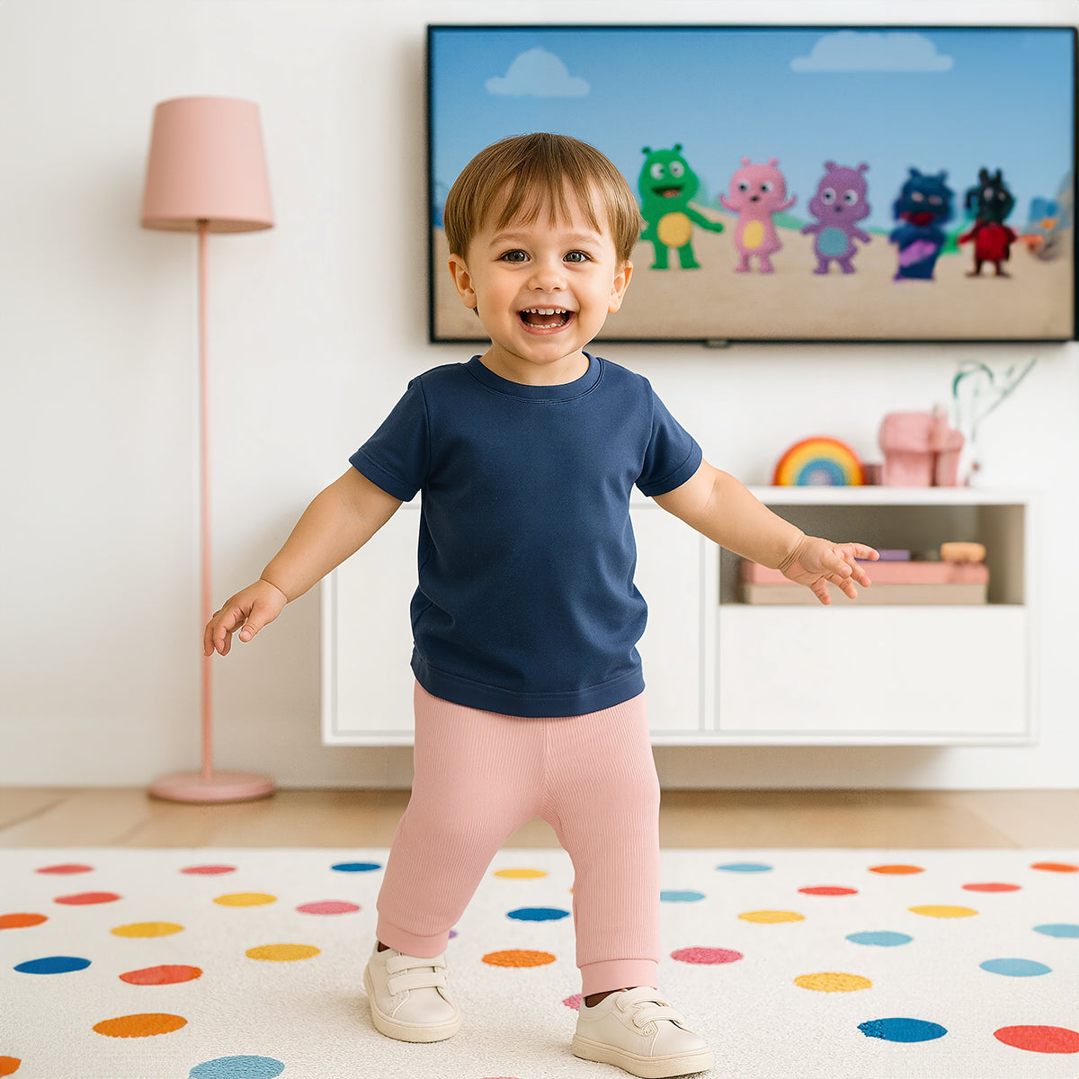 Unisex Cotton Pack Of 2 Solid Knit Bottoms - Pink & Navy Blue