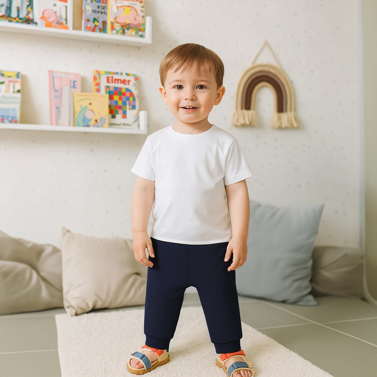 Unisex Cotton Pack Of 2 Solid Knit Bottoms - Pink & Navy Blue