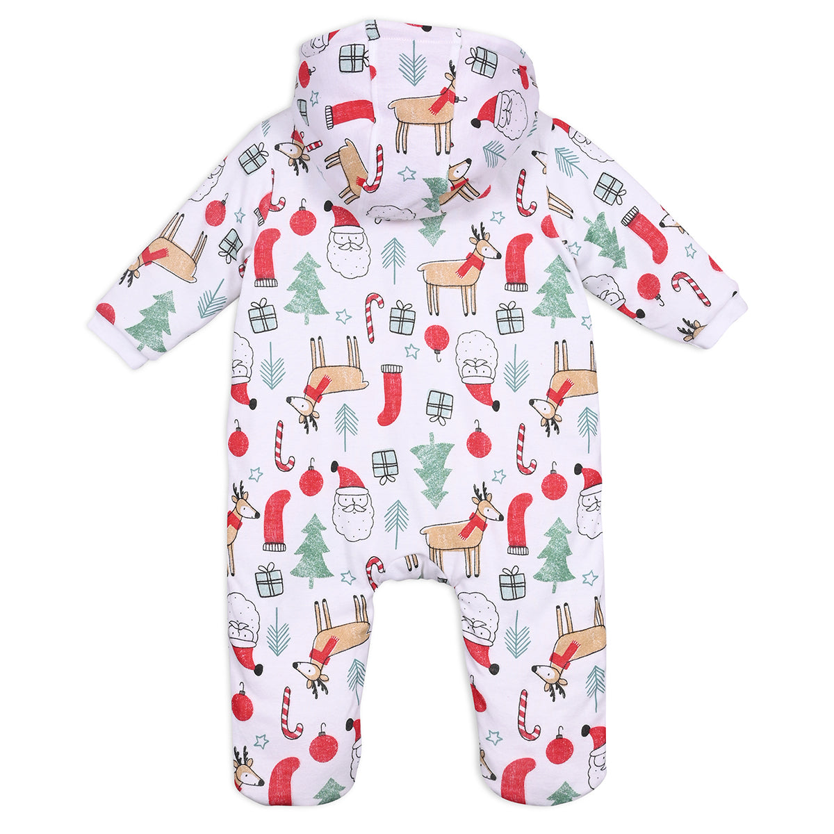 Boys Cotton Full Sleeves Novelty Printed Sleepsuit - White
