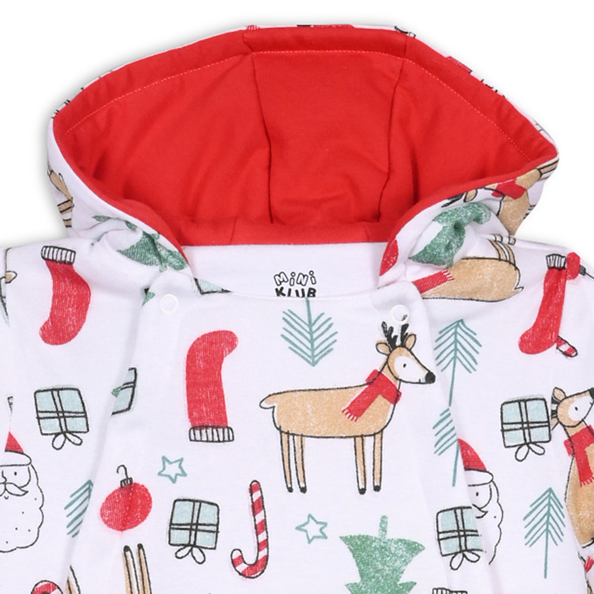 Boys Cotton Full Sleeves Novelty Printed Sleepsuit - White