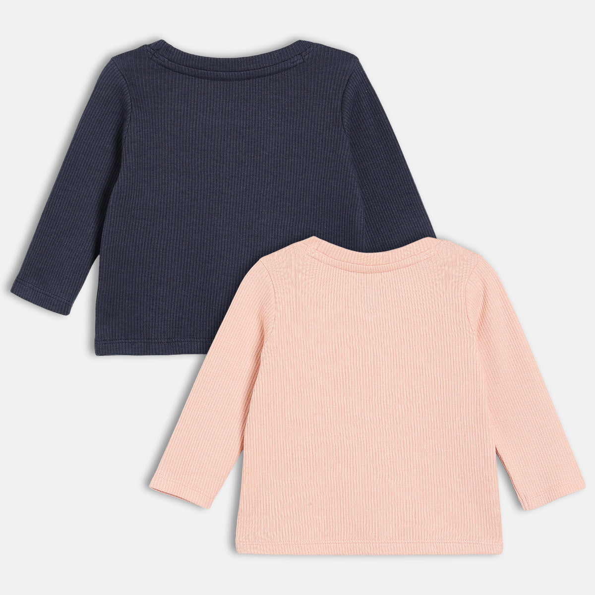 Unisex Cotton Pack Of 2 Full Sleeves Solid Tees - Pink & Navy Blue