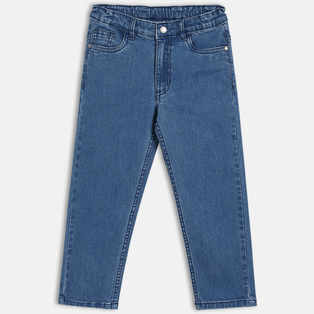 Boys Blue Adjustable Elastic Full Length Denim Pant