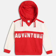 Boys Cotton Full Sleeves Text Printed Sweatshirt - Red