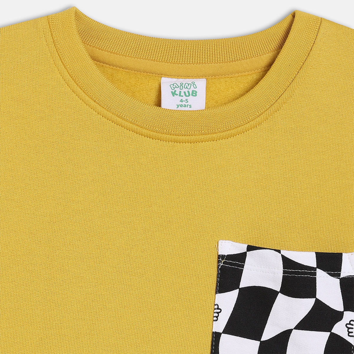 Boys Mustard Round Neck Full Sleeve Sweat Shirt