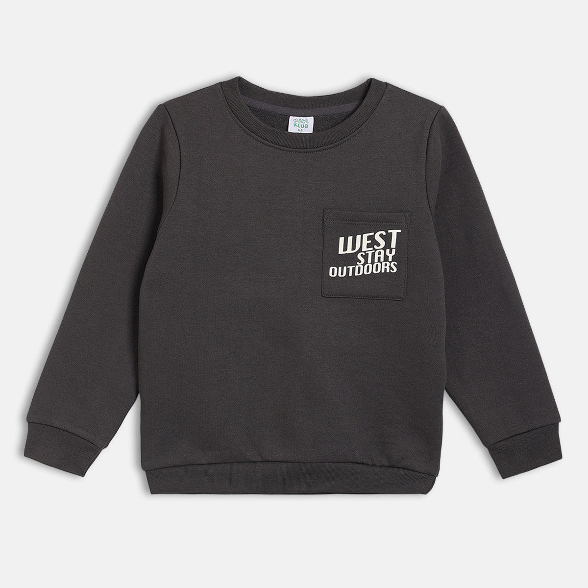Boys Black Round Neck Full Sleeve Sweat Shirt