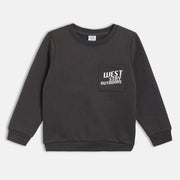 Boys Black Round Neck Full Sleeve Sweat Shirt
