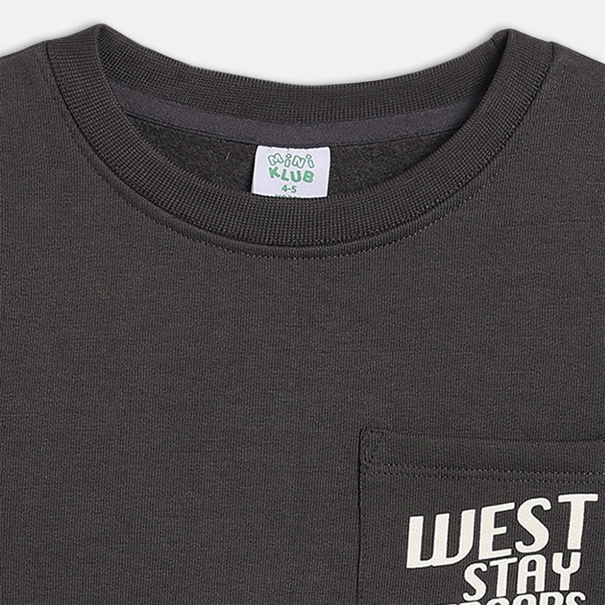 Boys Black Round Neck Full Sleeve Sweat Shirt