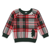 Baby Boys Red, Green and White Checked Sweater Regular Fit Winter Wear