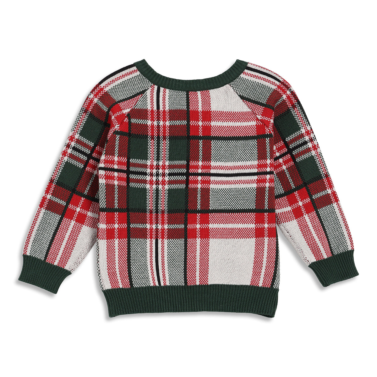 Baby Boys Red, Green and White Checked Sweater Regular Fit Winter Wear