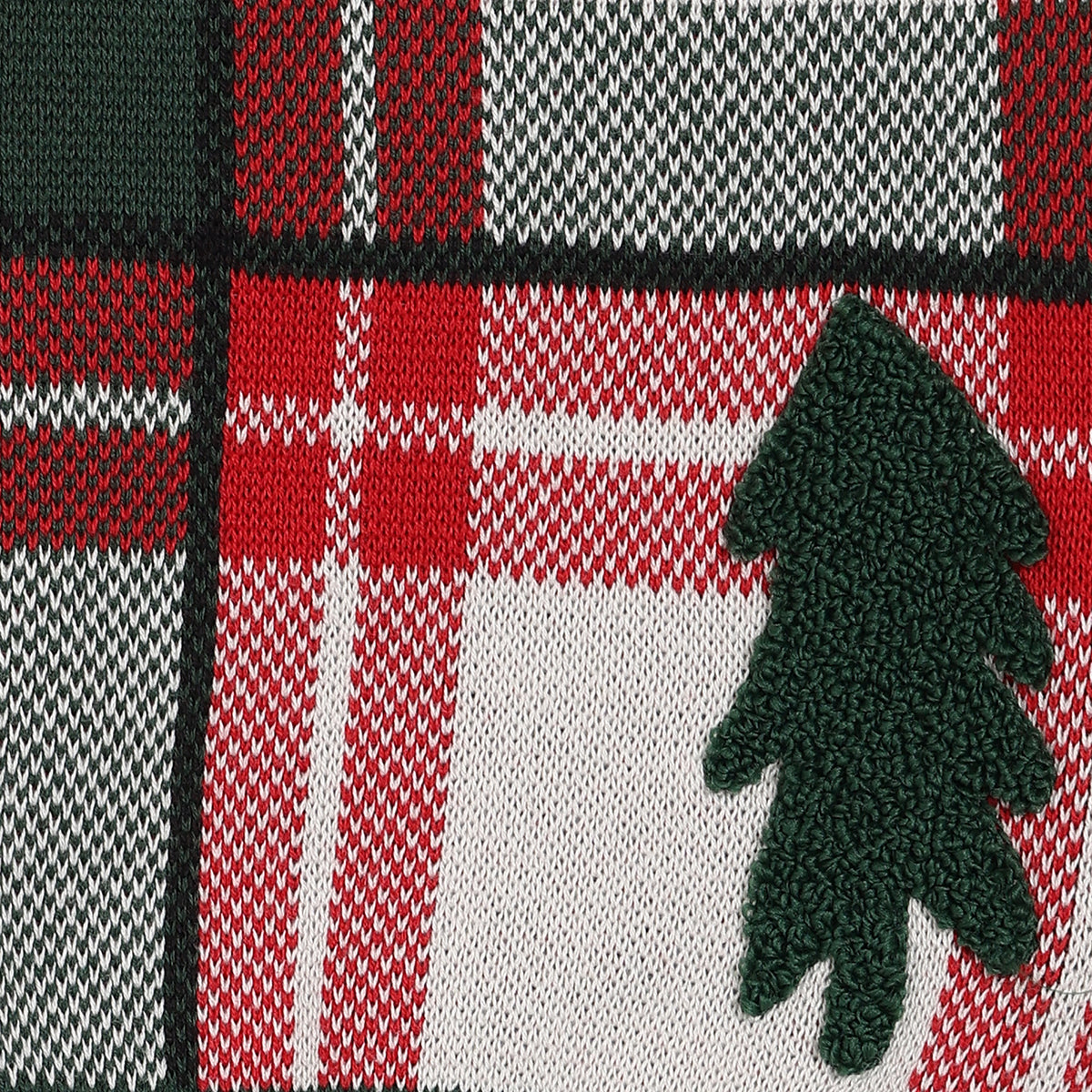 Baby Boys Red, Green and White Checked Sweater Regular Fit Winter Wear