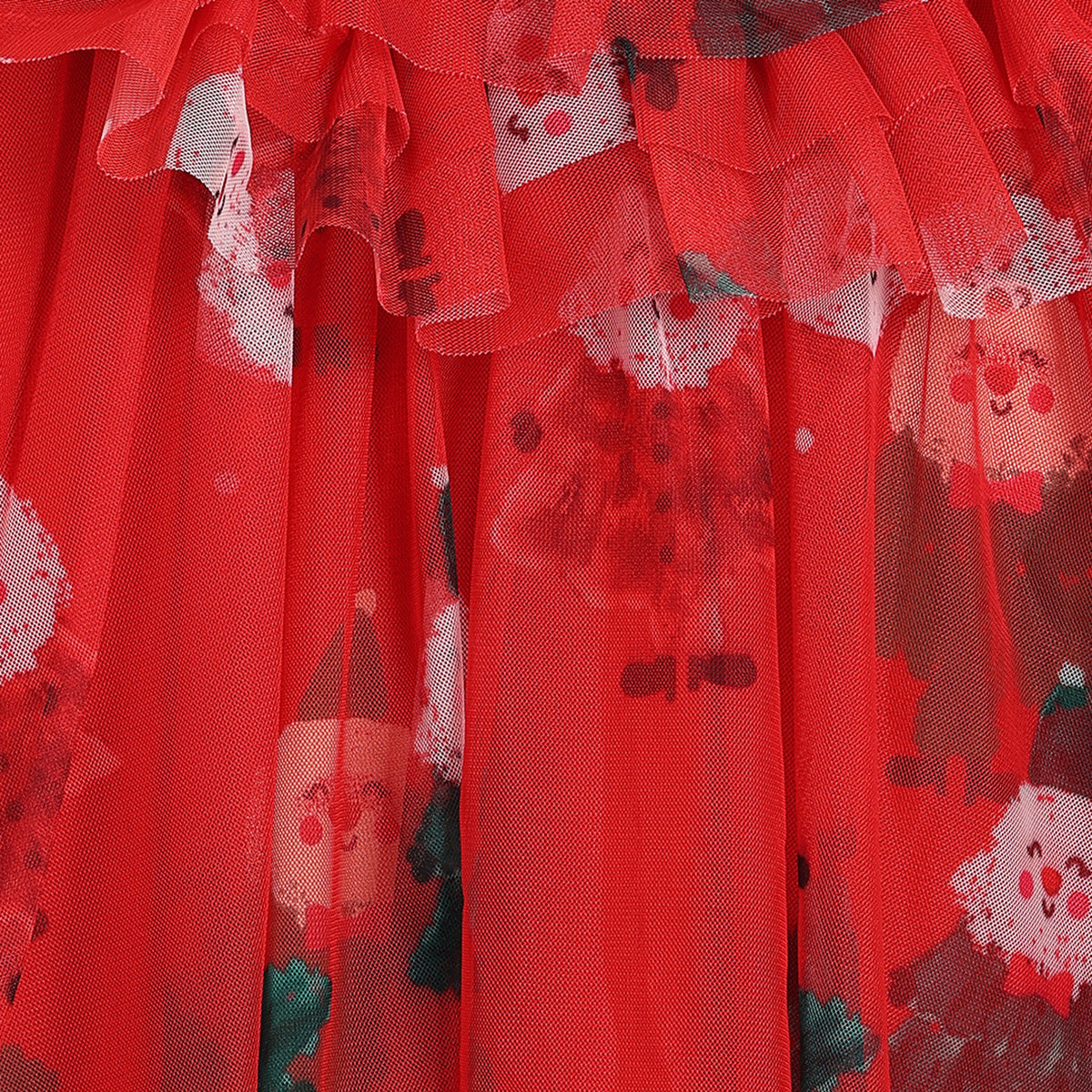 Girls Round Neck Full Sleeve Dress - Red