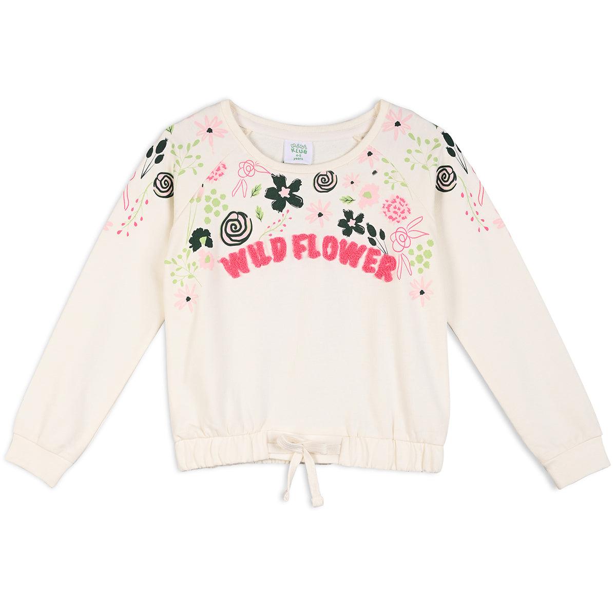 Girls Cotton Full Sleeve Floral Printed Clothing Set - White