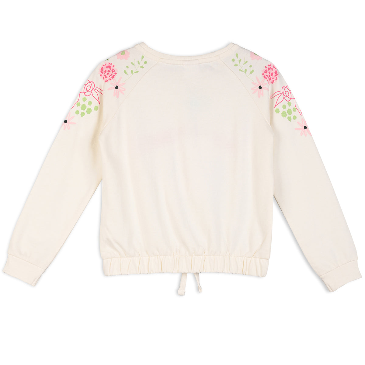 Girls Cotton Full Sleeve Floral Printed Clothing Set - White