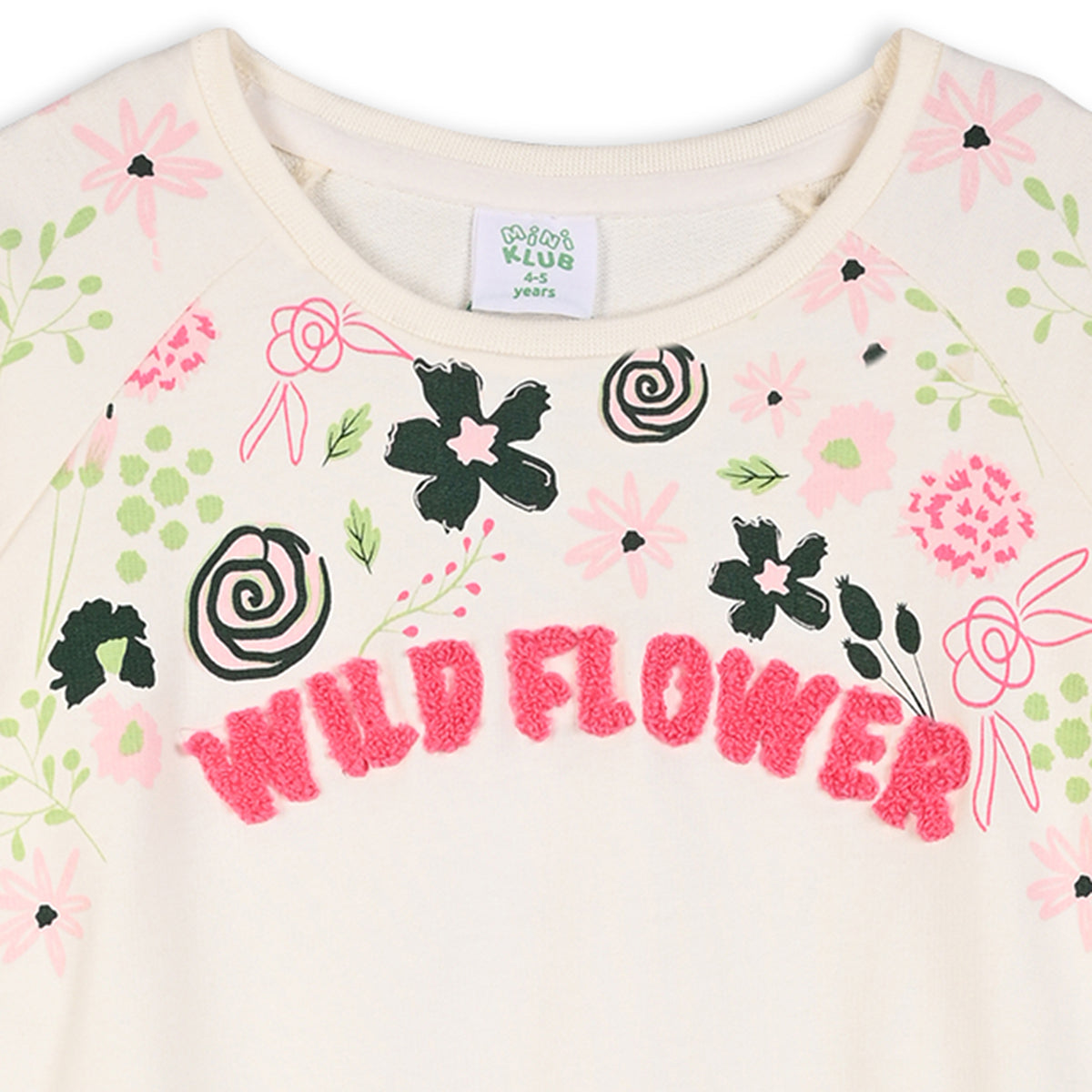 Girls Cotton Full Sleeve Floral Printed Clothing Set - White