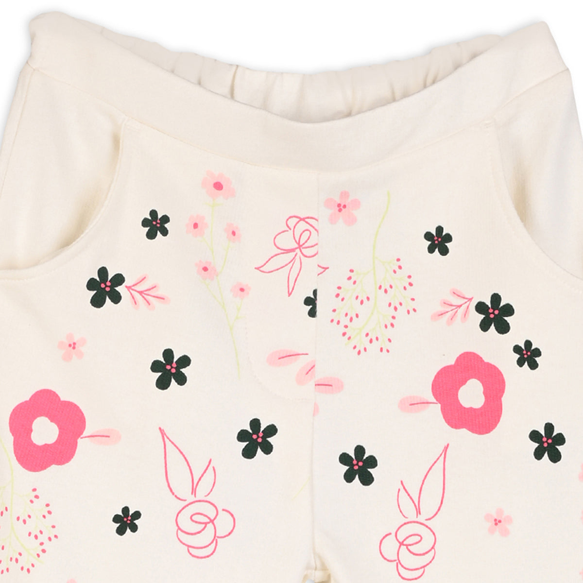 Girls White Round Neck Full Length Lounge Wear