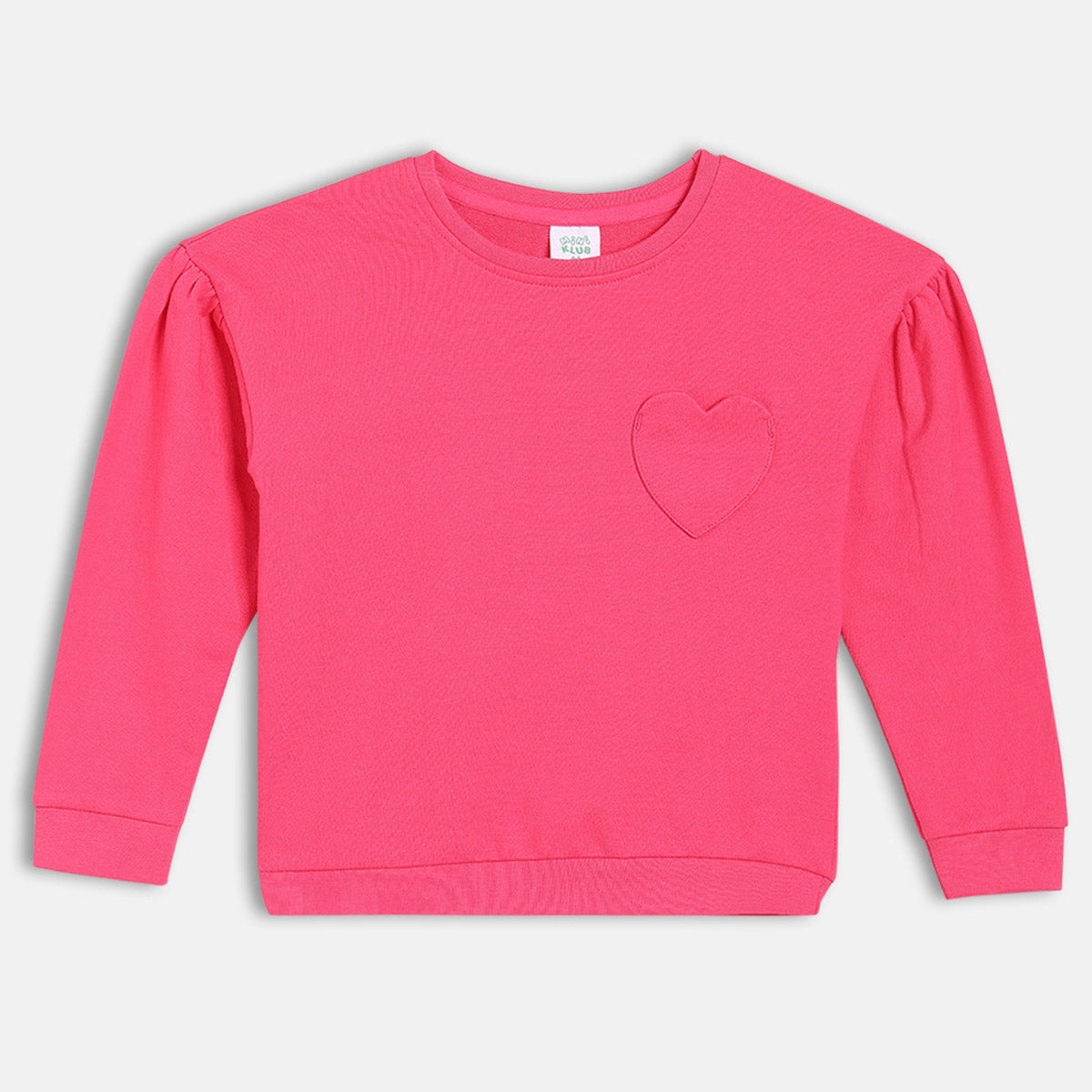 Girls Pink Round Neck Solid Sweat Shirt