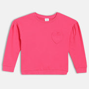 Girls Pink Round Neck Solid Sweat Shirt