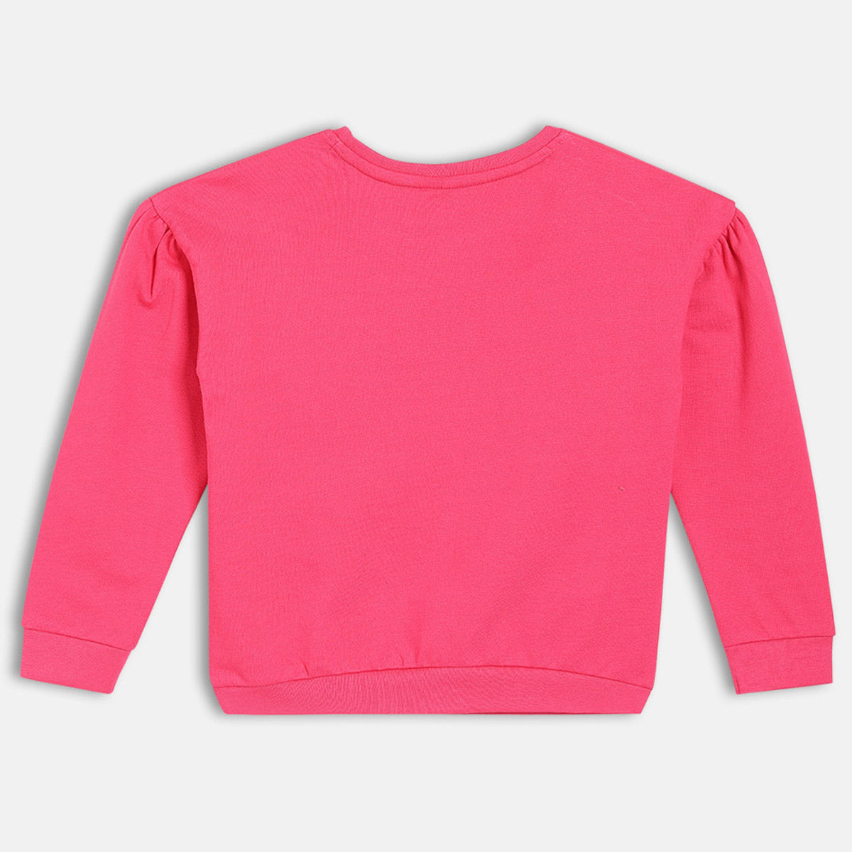 Girls Pink Round Neck Solid Sweat Shirt