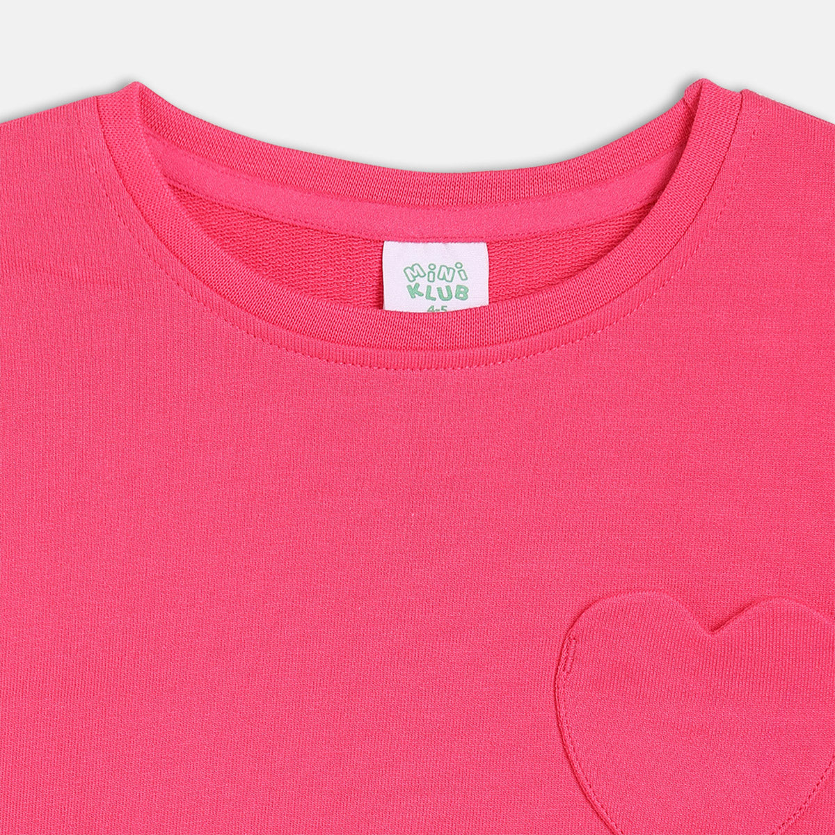 Girls Pink Round Neck Solid Sweat Shirt