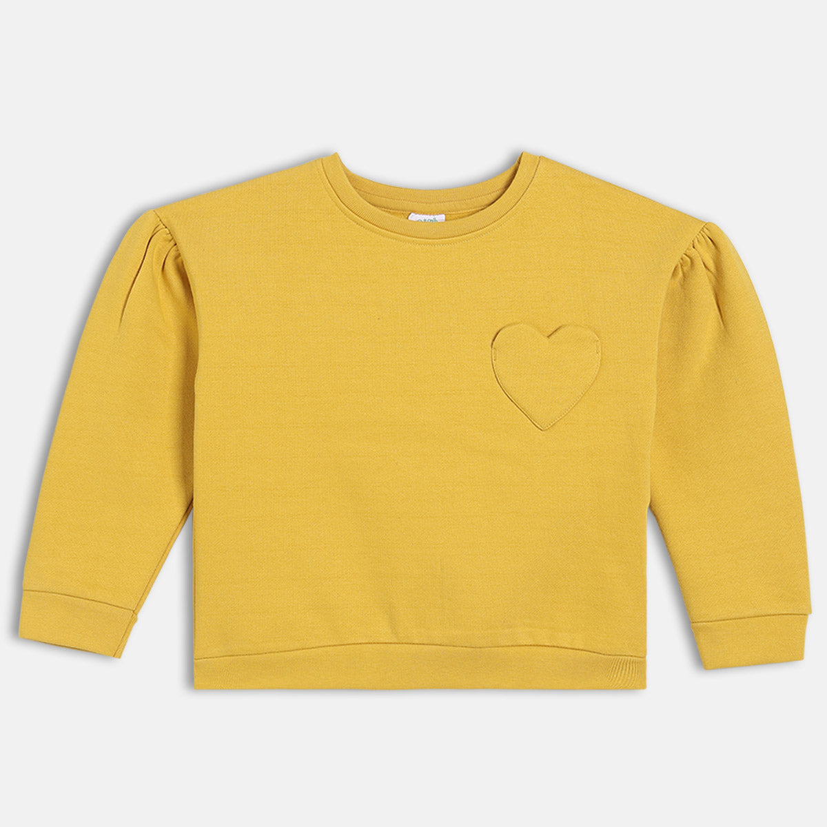 Girls Mustard Round Neck Full Sleeve Sweat Shirt