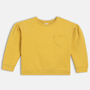 Girls Mustard Round Neck Full Sleeve Sweat Shirt