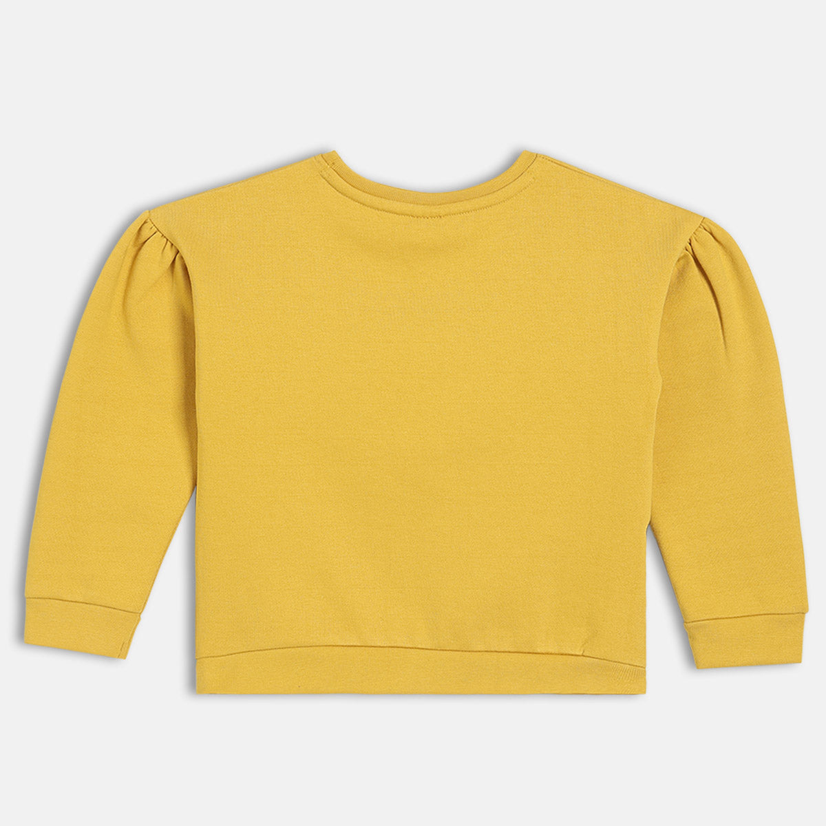 Girls Mustard Round Neck Full Sleeve Sweat Shirt