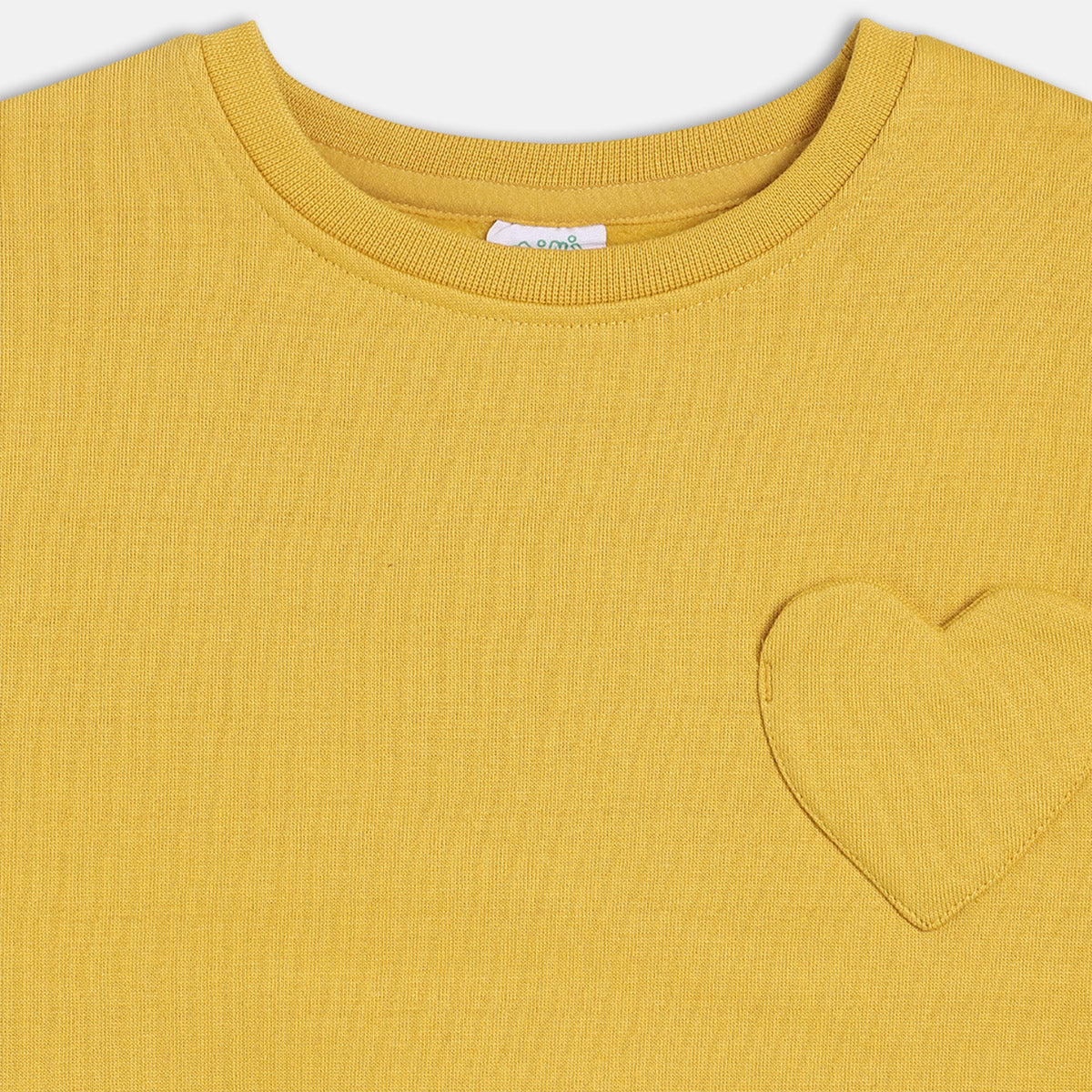 Girls Mustard Round Neck Full Sleeve Sweat Shirt
