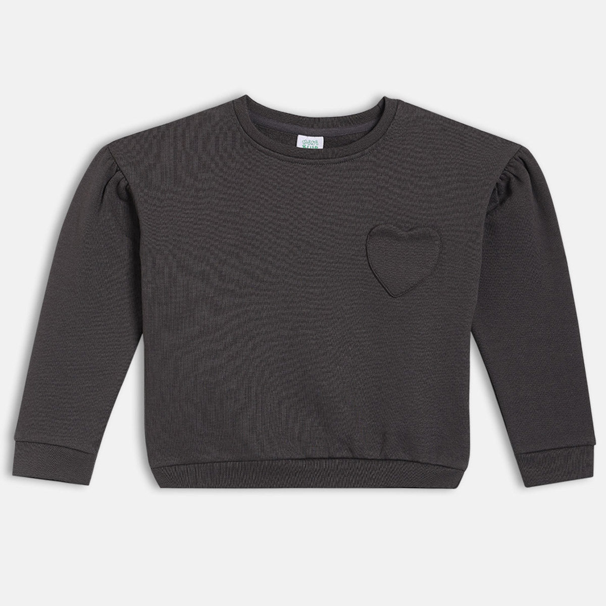 Girls Black Round Neck Full Sleeve Sweat Shirt