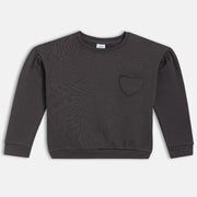 Girls Black Round Neck Full Sleeve Sweat Shirt