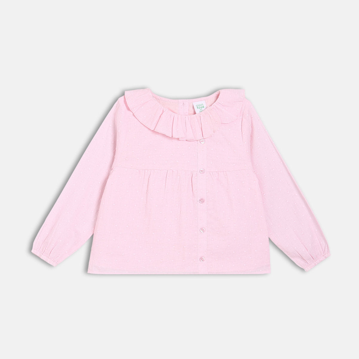 Girls Cotton Full Sleeves Solid Top - Pink