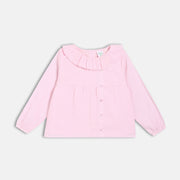 Girls Cotton Full Sleeves Solid Top - Pink