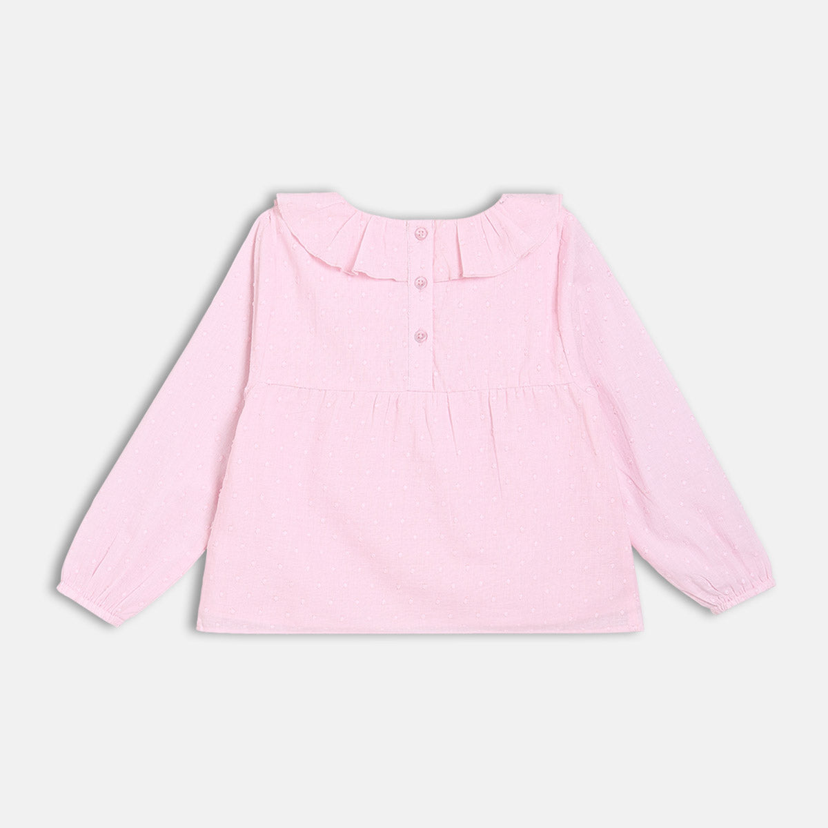 Girls Cotton Full Sleeves Solid Top - Pink