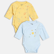 Boys Blue/Yellow Front Open Full Sleeve Body Suit