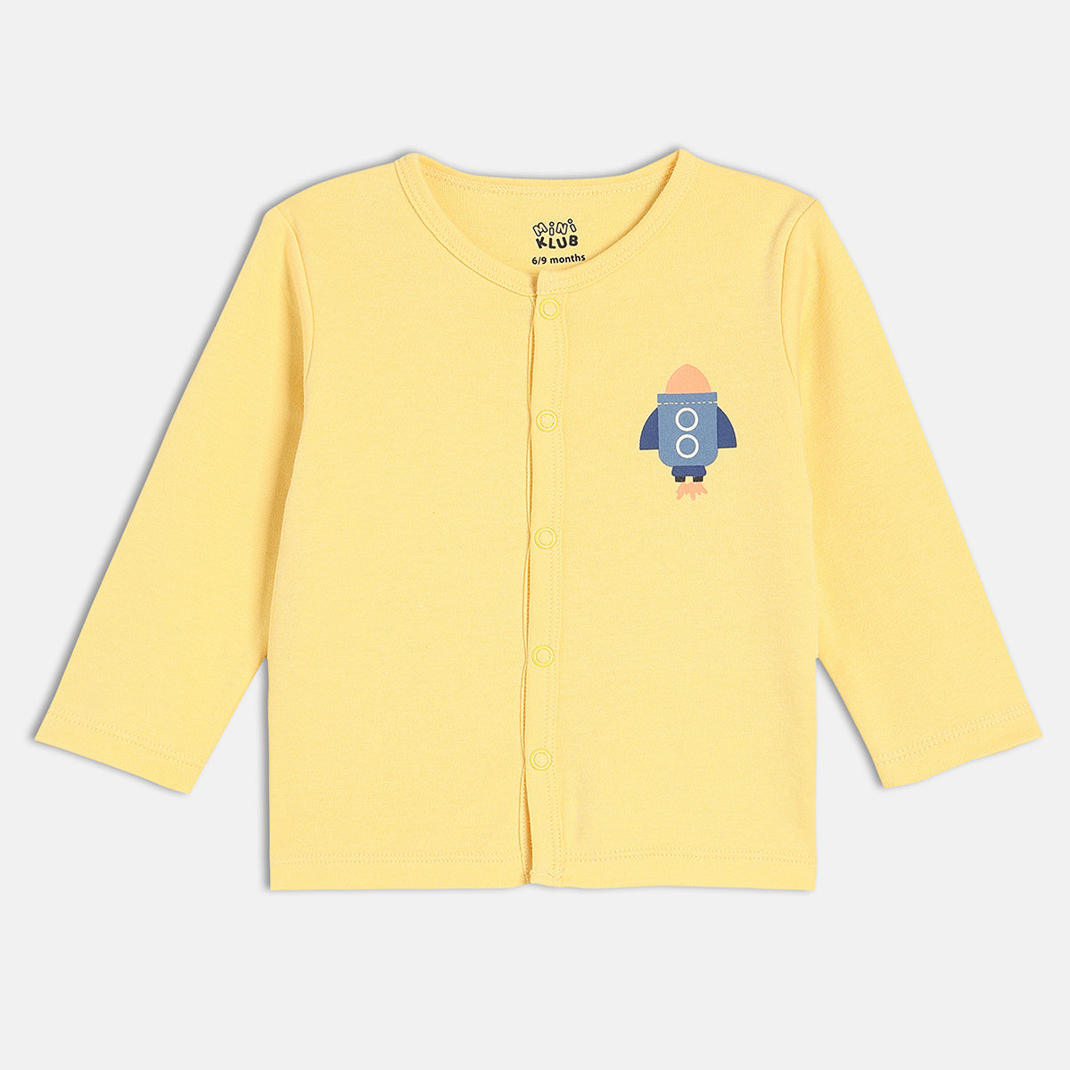 Boys Cotton Pack Of 2 Full Sleeves Rocket Printed Front Open Vests - Blue & Yellow