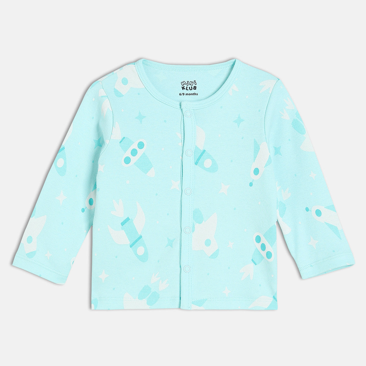 Boys Cotton Pack Of 2 Full Sleeves Rocket Printed Front Open Vests - Blue & Yellow