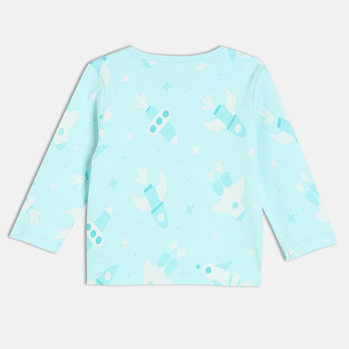 Boys Cotton Pack Of 2 Full Sleeves Rocket Printed Front Open Vests - Blue & Yellow