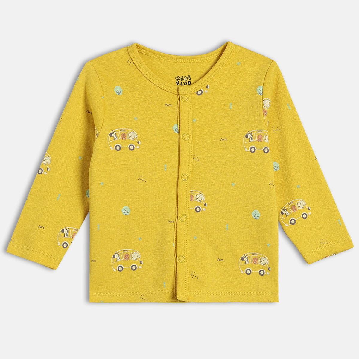 Boys Cotton Pack Of 2 Full Sleeves Car & Animal Printed Front Open Vests - Yellow & Green