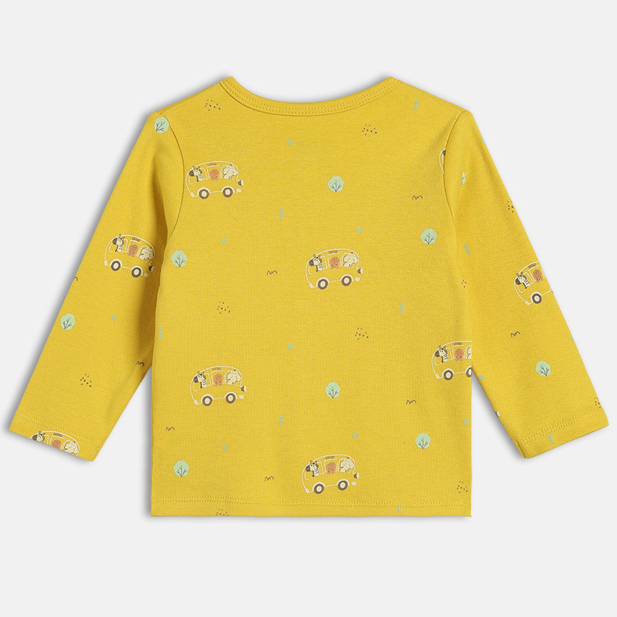 Boys Cotton Pack Of 2 Full Sleeves Car & Animal Printed Front Open Vests - Yellow & Green