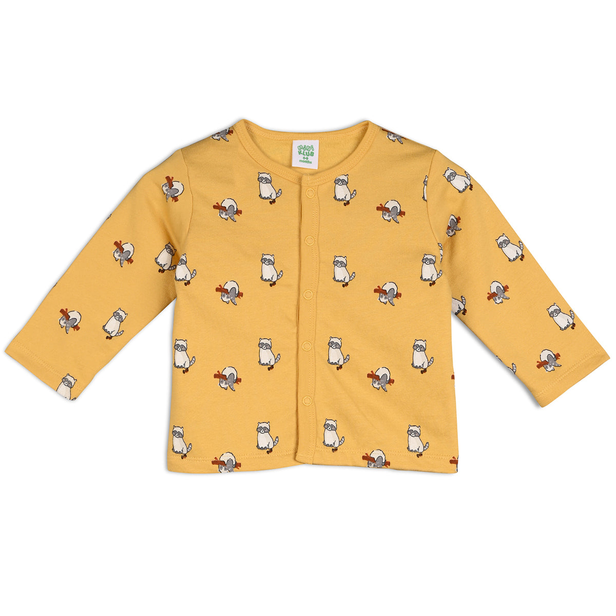 Boys Cotton Pack Of 2 Full Sleeves Animal & Geometric Printed Front Open Vests - Mustard & Olive