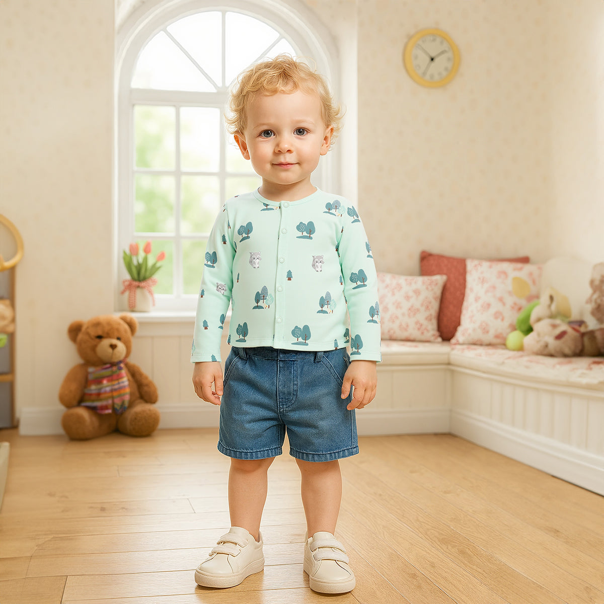 Blue/Green Newborn Boys Front Open Vest