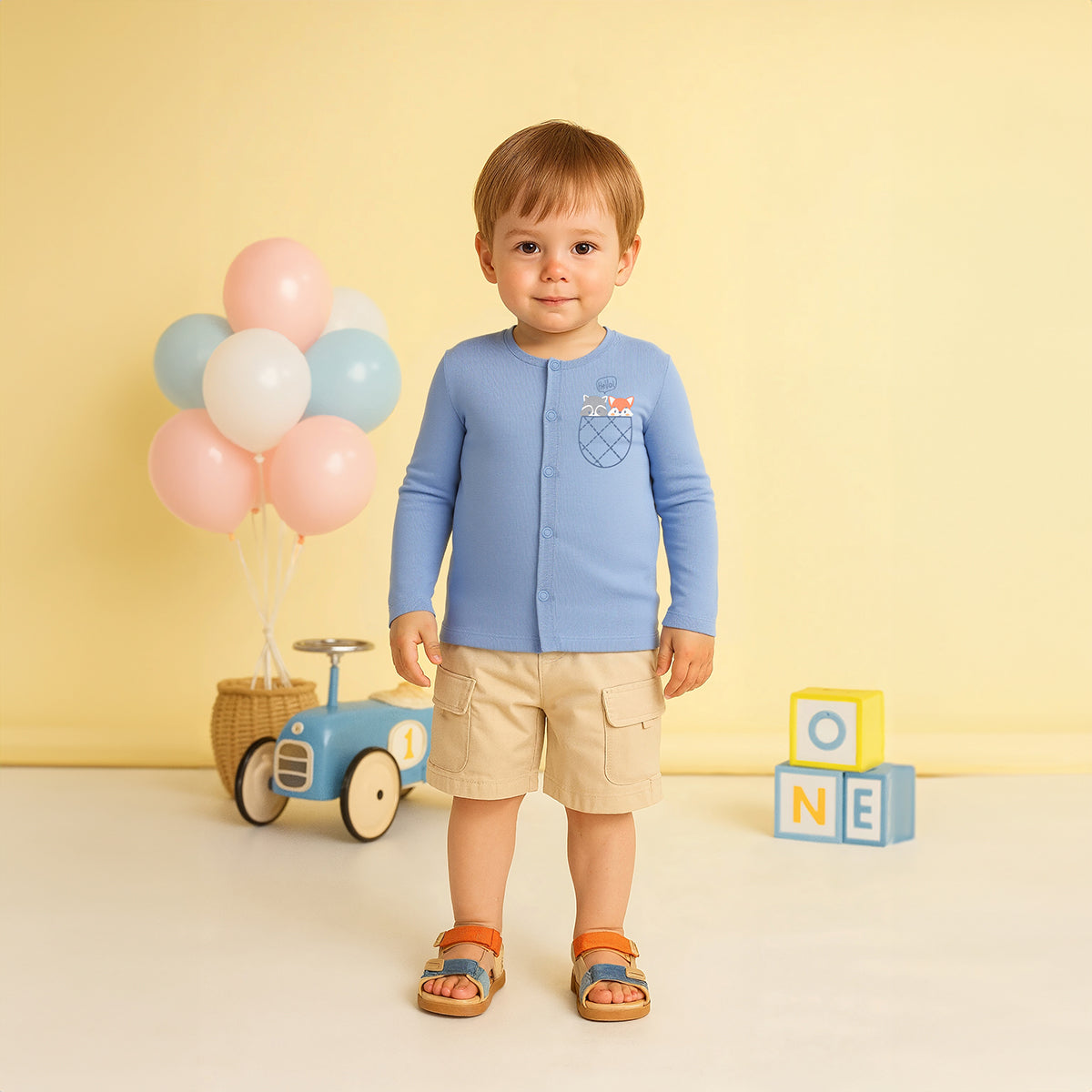 Blue/Green Newborn Boys Front Open Vest