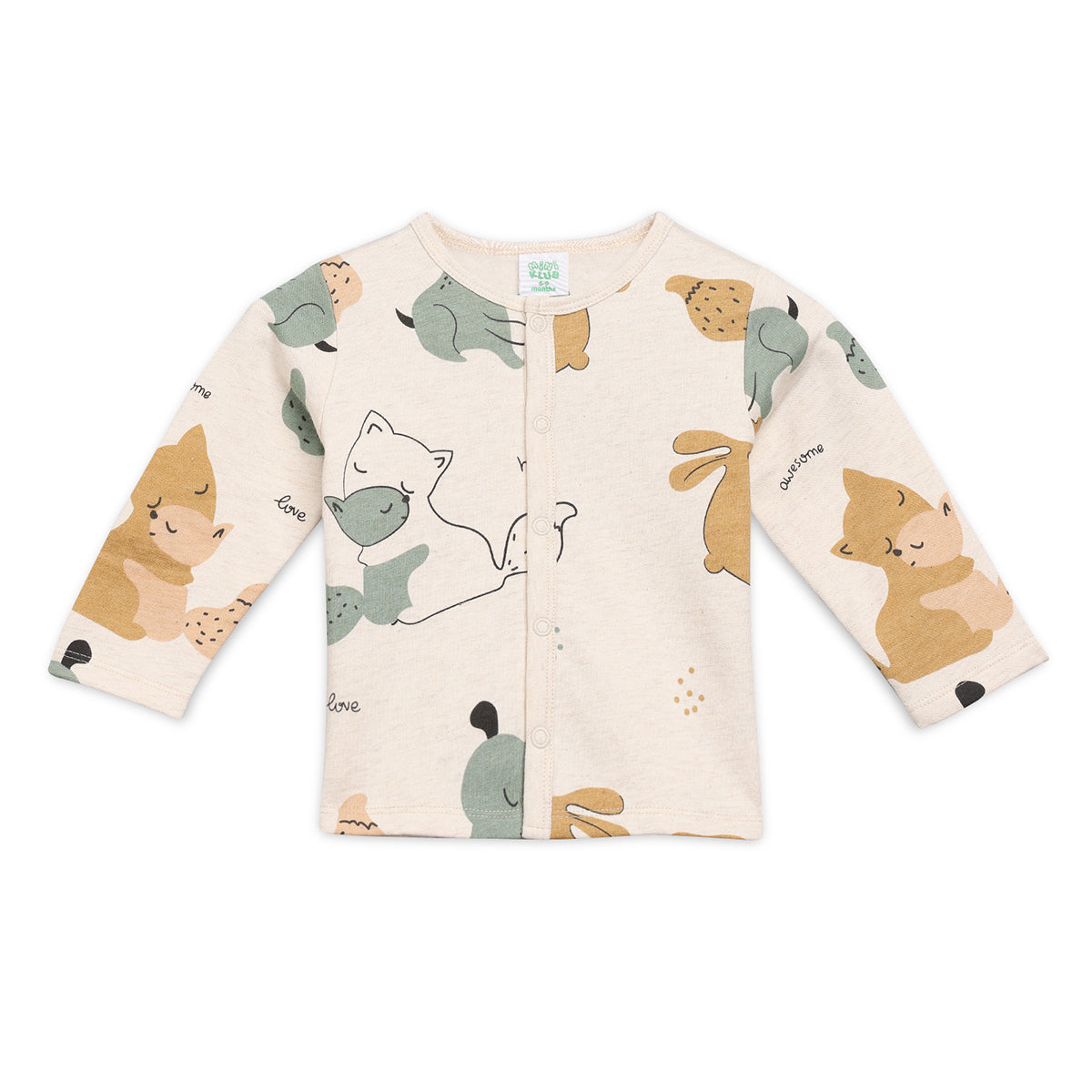 Boys Cotton Pack Of 2 Full Sleeves Animal Printed & Striped Front Open Vests - Navy Blue & Mauve