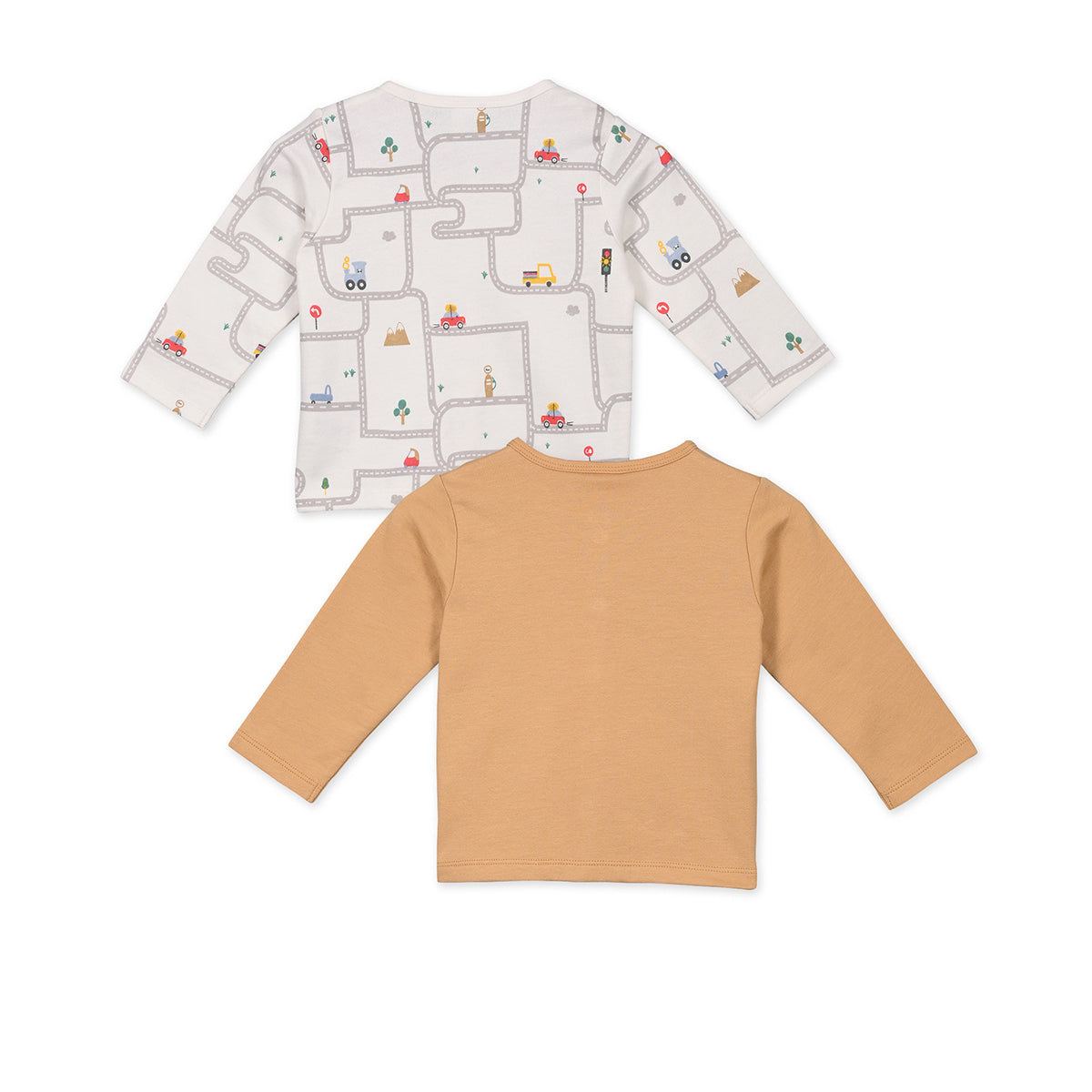 Boys Cotton Pack Of 2 Full Sleeves Cars Printed Front Open Vests - Brown & White