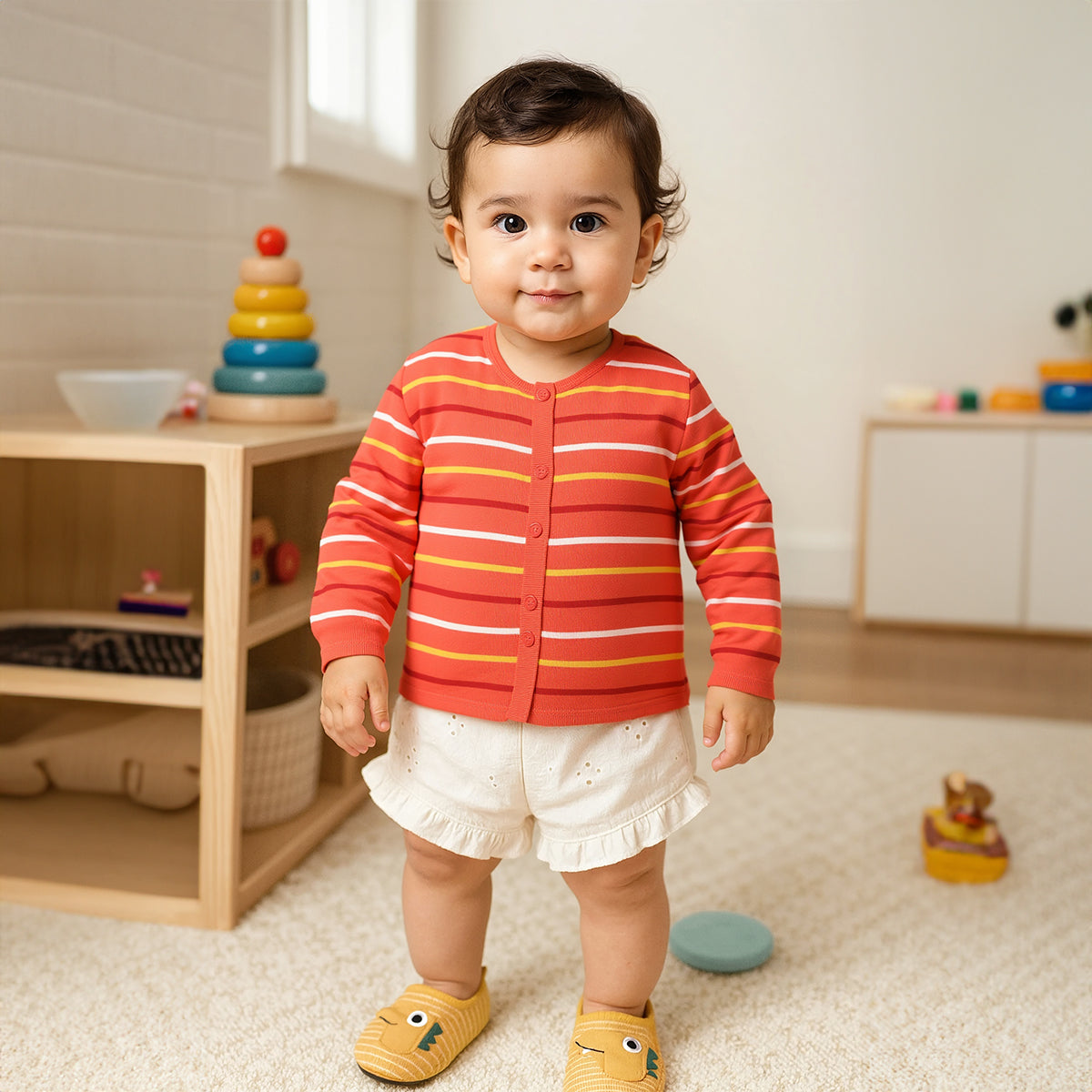 Orange/Red Newborn Boys Front Open Vest