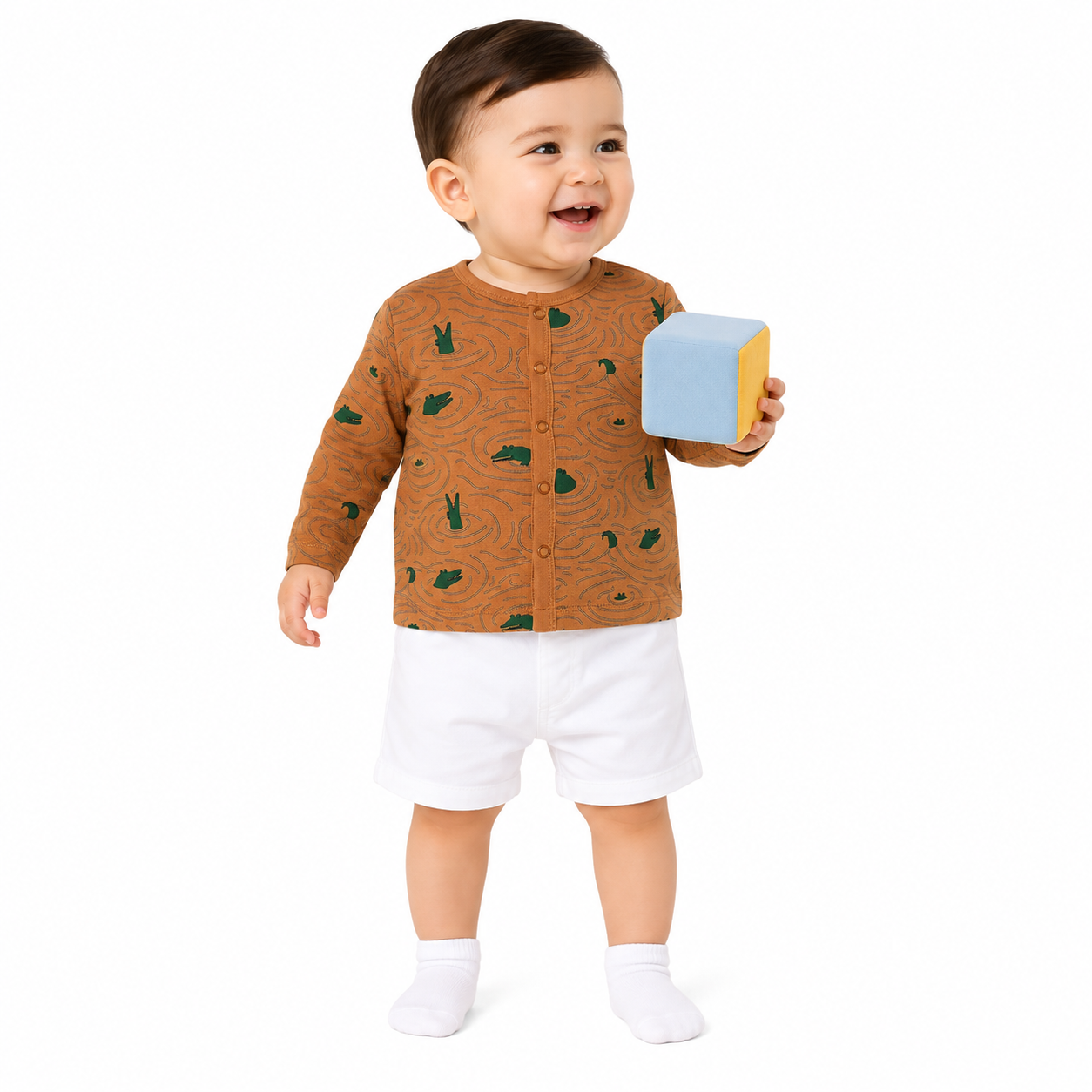 Boys Cotton Pack Of 2 Full Sleeves Animal Printed Fron Open Vests - Blue & Brown