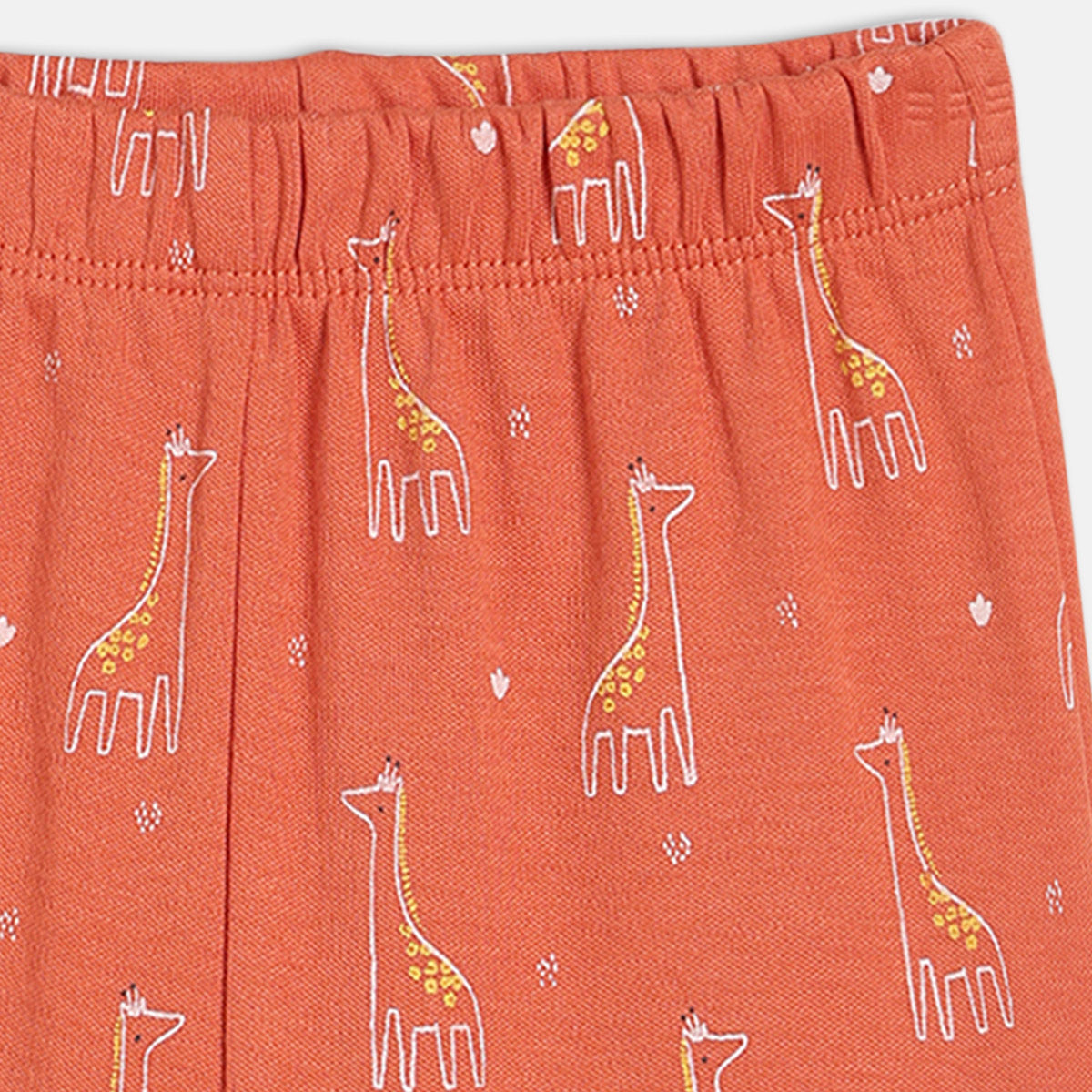 Boys Cotton Pack Of 2 Solid & Animal Printed Knit Bottoms - Rust Orange & Yellow