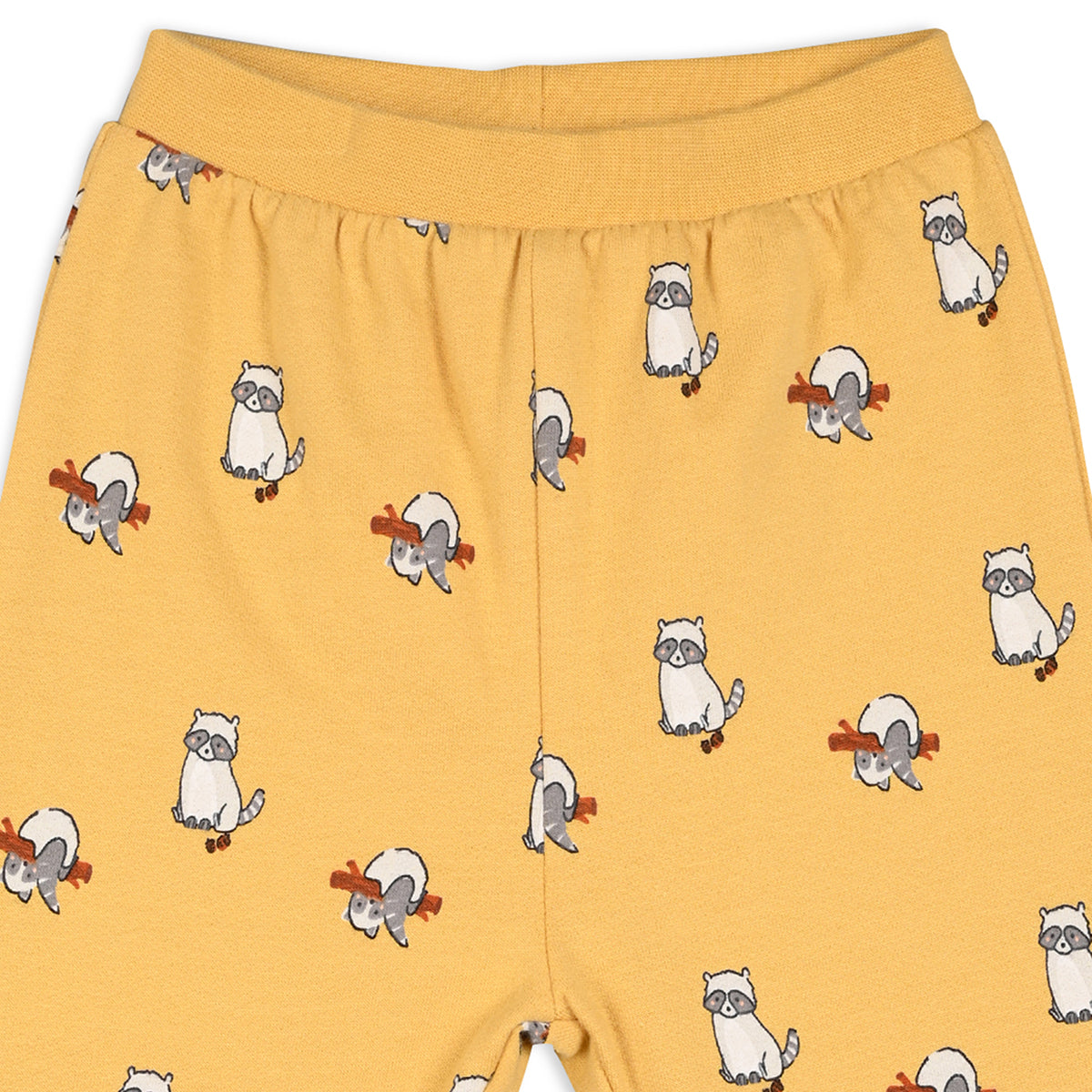 Boys Cotton Pack Of 2 Animal & Geometric Printed Knit Bottoms - Mustard & Olive